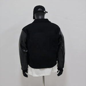 Veste universitaire pour hommes personnalisée OEM Corps en laine Manches en cuir Casual Winter Stand Chenille Patch Broderie Lettre Motif Logo avant - Product Image 3