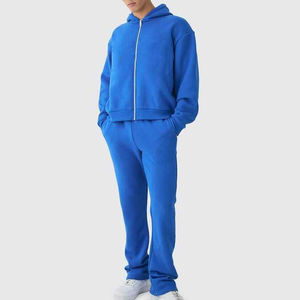 Vente en gros de survêtements 100% en polaire pour hommes survêtements personnalisés à capuche zippée surdimensionnée pantalon de jogging survêtement d'hiver grande taille - Product Image 4