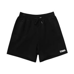 Pantalones Cortos de Gimnasio para Hombre, Shorts Deportivos de Algodón Transpirable con Logotipo Personalizado, Cierre de Cintura Elástica, Tejido de Punto Negro de Talla Grande - Product Image 1