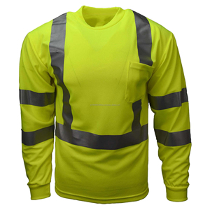 Camiseta de manga larga reflectante de alta visibilidad con logotipo serigrafiado personalizado para construcción, ropa de trabajo de seguridad duradera para hombres - Product Image 1