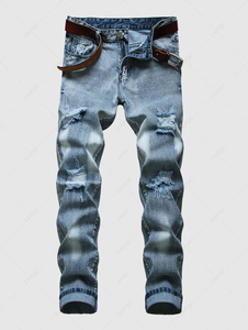 แฟชั่นสไตล์Street Rippedกางเกงยีนส์ผู้ชายVINTAGEล้างกางเกงยีนส์ผู้ชายสบายๆSlim FitดินสอDistressedDenimกางเกง - Product Image 4