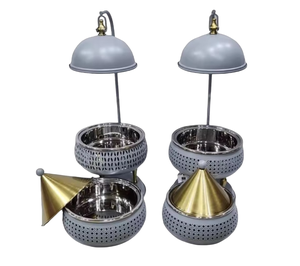 Casserole en acier inoxydable de taille moyenne avec un design moderne, nouveau pot tendance pour servir des aliments, couvercle en métal de qualité - Product Image 2