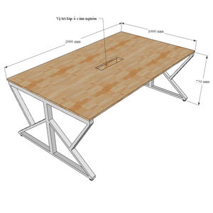 KConcept Modern 200x100 Wood Conference <b>Table</b> with Assembled Steel Legs for <b>Office</b> Conference Room or Hotel-HBKC009 - Product Image 6