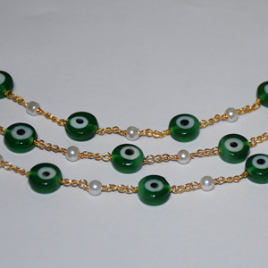 Magnifique chaîne de perles œil-de-tigre vertes de 4 mm, chaîne de chapelet en fil plaqué or, faite à la main, pour la fabrication de bijoux et bracelets - Product Image 3