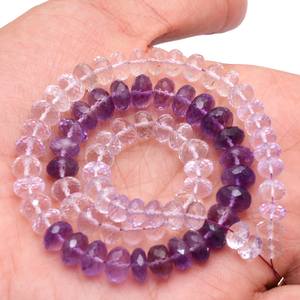 Amatista de 7mm-9mm, cuentas de Rondelle facetadas de piedras preciosas semipreciosas de amatista Africana Natural, cuentas sombreadas para la fabricación de joyas - Product Image 5
