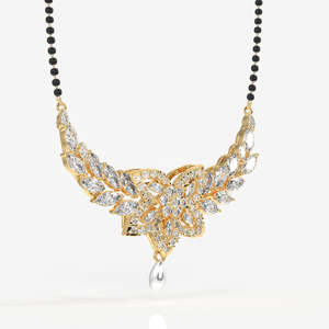 Mangalsutra de Oro de 18K para Mujer con Diamantes de Moissanita de Corte Redondo y Marquesa, Joyería Cultural Coleccionable - Product Image 2