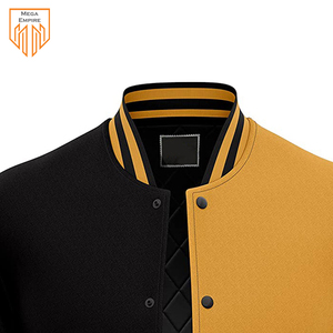 Varsity Jacket by Brand <b>Wool</b> Body Leather Arms Unique Stylish Black <b>Yellow</b> Color Letterman Baseball Design Winter Season Comfort - Product Image 4