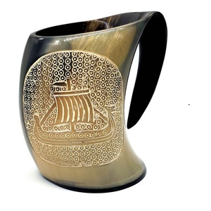 Taza de cuerno de búfalo Natural del principal exportador indio, artesanía de estilo Ángel más Popular para beber cerveza, taza para beber hecha a mano - Product Image 1