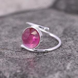 10mm turmalina rosa cuarzo Rosa corte bisel ajuste sólido 925 plata esterlina mujeres anillo hecho a mano para mujeres joyería fina - Product Image 5