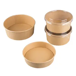 Disposable Paper Craft Bowl With Clear Lids Dinnerware Sets 700ML 900ML 1200ML 1700ML 2100ML Craft Paper Package