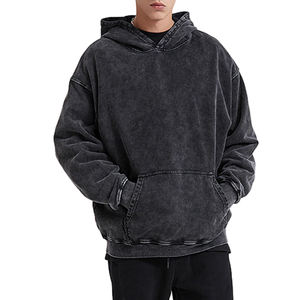 Sweat à capuche pour homme en tissu 100% coton, lavage à l'acide, mode d'hiver, manches longues, longueur standard, sweat à capuche pour homme en lavage à l'acide - Product Image 3