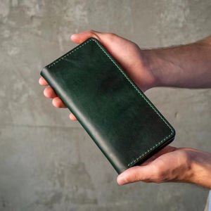 Porte-cartes en cuir pour femmes de grande capacité Portefeuille à la mode Porte-cartes en cuir à double fermeture éclair LWM-0030 - Product Image 1