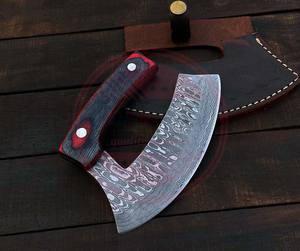 Cuchillo Ulu de mango de madera de hoja fija de acero inoxidable de calidad superior, cuchillo de Chef de acero de Damasco hecho a mano personalizado - Product Image 2