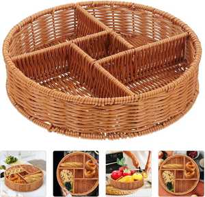 Plateau de service en rotin tressé écologique du Vietnam, à compartiments, pour décoration de fête, cadeau – Vente chaude - Product Image 5