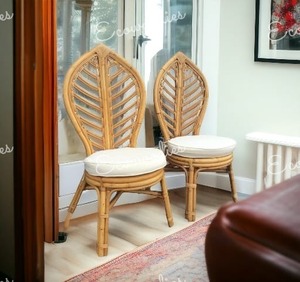 Élégant et moderne chaise de siège à bras d'écorce de feuille de rotin courbé côtier vintage magnifique ensemble de salon intérieur/extérieur Park Villa - Product Image 2