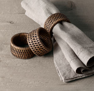 ชุดแหวนผ้าเช็ดปากหวายสไตล์วินเทจร่วมสมัย 4 ชิ้น เป็นมิตรกับสิ่งแวดล้อม ผลิตด้วยมือ ยั่งยืน เหมาะสำหรับการตั้งแคมป์ จากเวียดนาม - Product Image 5