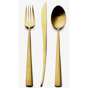 Juego de cubertería de Metal con mango plano y largo para boda, Set de cubertería y tenedor, color oro rosa, mate - Product Image 5