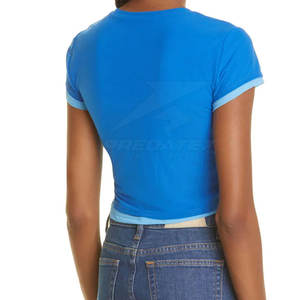 Fabriqué à partir de mélange de coton doux et durable adapté à toutes les saisons Tops courts élégants pour dames à manches courtes - Product Image 3