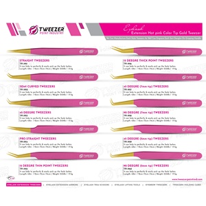 Pinzas de Acero Inoxidable con Punta de Fibra Japonesa para Aplicación de Pestañas, Pinzas con Punta de Diamante para Extensión de Pestañas Bajo Su Propia Marca - Product Image 6