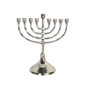 High Quality Metal Menorah Candle Holder 7 Branch Candelabra For Home Decor And Religious <b>Silver</b> Plated Table Centerpiece Gift - Product Image 3