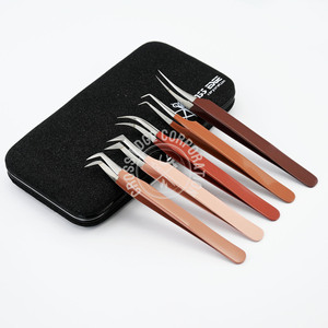 Professional Fiber Tip Eyelash Extension Tweezer Curved Classic Precision Stainless Steel Pointed Lash <b>Tool</b> - Product Image 1