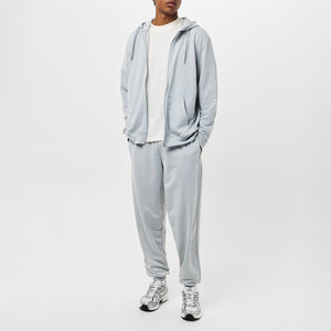 plain light grey quarter <b>zip</b> tracksuit set soft fleece winter wear unisex warm <b>sweatshirt</b> and jogger pants comfortable casual - Product Image 2