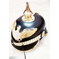 Casque Pickelhaube en cuir noir de style animal, cadeau décoratif, objet de collection, décoration médiévale, fait à la main, durable, longue durée de vie