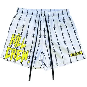 Pantalon de jogging d'entraînement à cordon personnalisé mode recadrée polyester basket-ball maille Shorts de sport unisexe été basique hommes Shorts - Product Image 6