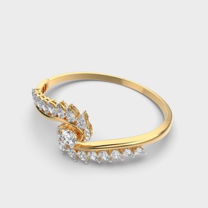 Lab Grown Diamond Swirl Leaf Open Cuff <b>Bangle</b> Bracelet in 14KT <b>Rose</b> /Yellow / White <b>Gold</b> - Product Image 6