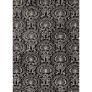 Tapis Imara en laine et viscose tufté à la main, gris et noir, motifs floraux rayés rectangulaires pour salon, tapis de chambre 3D Tuq-333 - Product Image 1