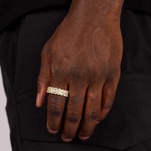 Venta caliente 18K Chapado en oro 925 Plata de ley Anillo DE TENIS doble Vvs Diamante Moissanite Hombres Anillo Joyería de regalo - Product Image 2