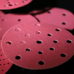 17 fori 6 pollici 150mm in ceramica allumina abrasivo disco gancio e anello di carta vetrata rotondi macinazione legno disco di levigatura rosa