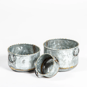 Macetas de metal galvanizadas con forma personalizada, cubos de granja, maceta de flores de metal de hierro galvanizado de metal rústico para el jardín del hogar - Product Image 5