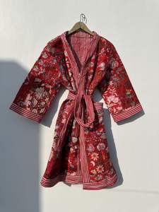 Hot Selling Indian Handmade Kantha Quilted Cotton Patchwork Long Winter Jacket for Women Autumn Season Robe <b>Belt</b> Finished - Product Image 5