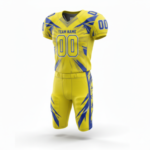 ชุดยูนิฟอร์มอเมริกันฟุตบอลแบบซับลิเมชั่นที่ปรับแต่งได้ พร้อมกางเกงขาสั้น ผลิตจากโพลีเอสเตอร์ 100% ระบายอากาศได้ดี พร้อมตำแหน่งโลโก้ด้านหน้า - Product Image 4