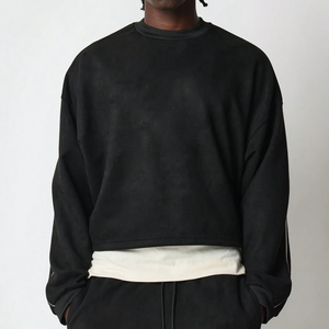 Chándal de chándal con logotipo bordado personalizado OEM para hombre, chándal lavado de algodón 100% con ribete reflectante en la espalda - Product Image 2