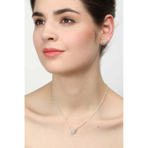 NOVAMART Fine 925 Sterling Silver Rhodium Plated <b>Valentine</b> Pendant Earring Necklace <b>Set</b> Fine Jewelry <b>Gift</b> for Women Girls with C - Product Image 5