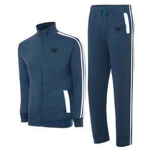 Men's Gym Clothes Morning Jog Suits Clothes Training Cycling Gym <b>Tracksuits</b> Blue Colour & <b>White</b> Stripes <b>Tracksuits</b> - Product Image 1