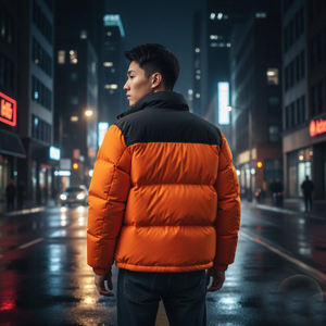 Insulated Padded Unisex Hooded Reversible Front Puffer Jacket <b>Men</b> Women <b>Thermal</b> Warmth Breathable Winter Outer Garment Export - Product Image 3