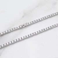 Collier tennis en diamant de culture pour femmes, coupe ronde de 3 mm, argent sterling massif 925 plaqué or, chaîne avec collier en argent glacé