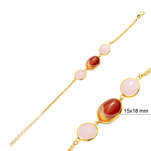 Oeil de tigre Quartz 22K Or Lunette Ovale Argent Bracelet Bijoux En Gros À La Main 925 Sterling Bijoux - Product Image 4