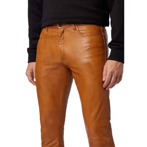 Pantalón negro de cuero genuino para hombre, pantalón de cuero más vendido para hombre, pantalón de cuero a precio barato - Product Image 5
