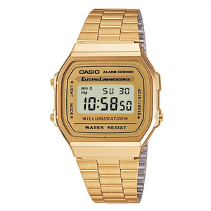 Montre numérique vintage à boîtier carré doré emblématique, bracelet de 18 mm, A168WG 9EF, unisexe - Product Image 2