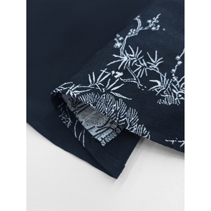 Abaya en jacquard noir à motif feuille de bambou, brodée, ouverte sur le devant, longueur ras du sol, robe modeste, tenue quotidienne du Ramadan, pour femmes musulmanes adultes - Product Image 6