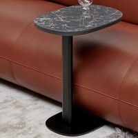 Plateau rond noir mat pour canapé Plateau en marbre de haute qualité et table d'appoint en forme de C