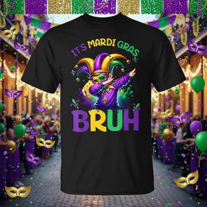 T-shirt graphique Masque de bouffon de carnaval pour adultes, unisexe, manches courtes, col rond, en coton, haut de fête, imprimé numérique - Product Image 3