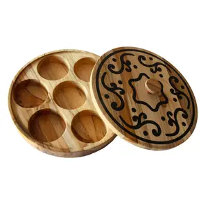 Atacado fornecedor Wooden spice box Recipiente De Armazenamento Caixa De Madeira Decorativa com tampa de acácia a preço barato