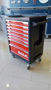 8 <b>Drawer</b> <b>Tool</b> Cabinet Rolling Cart Red Black Industrial Style 4 Wheels Storage Workshop Trolley - Product Image 6