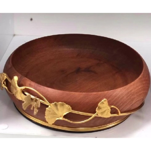 Tazón de Servir de Madera de Acacia de Alta Calidad, Ecológico, Moderno, Pulido, Personalizable, con Base en Forma de Hoja, para Decoración de Eventos de Boda, Logotipo Personalizado - Product Image 3
