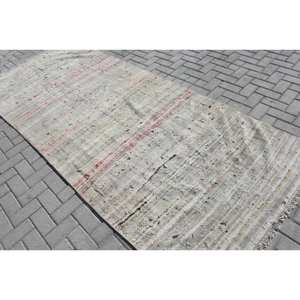 Alfombra turca blanca Vintage de 4,2x10,8 pies, clásica, de área grande, de lana, de látex, Rectangular, de retazos, diseño abstracto para pasillo - Product Image 4